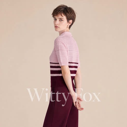 WITTYFOX羊毛撞色条纹Polo衫