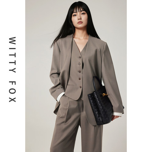 WITTYFOX初剪羊毛无领西装马甲