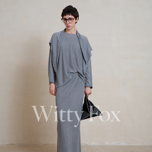 WITTYFOX简约风羊毛针织衫女宽松套头长袖灰色春季新款