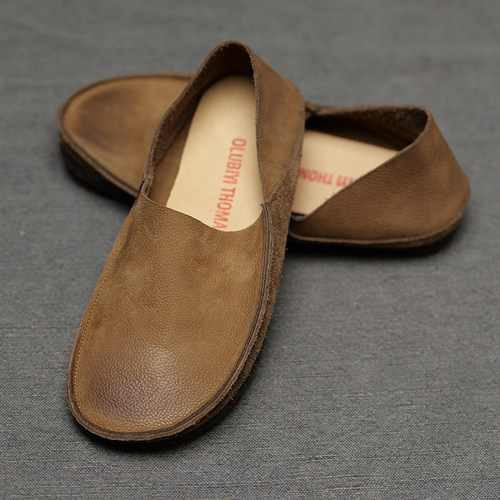 透气头层牛皮软底豆豆鞋懒人鞋