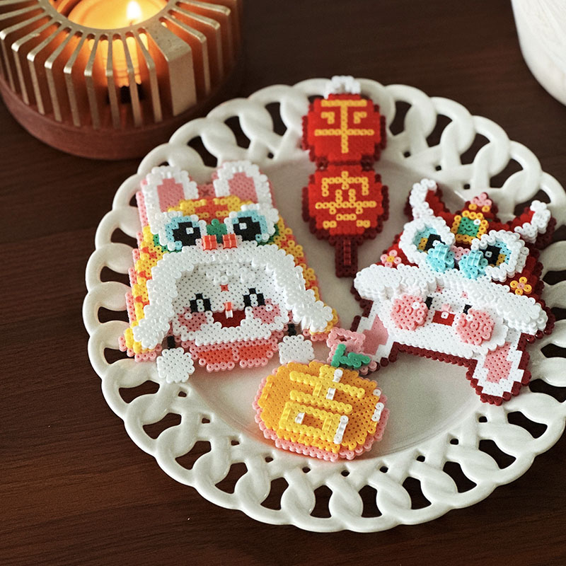 漫漫拼豆 原创立体拼豆 兔年挂件 新年开运礼物 diy材料包