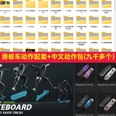 滑板车动作包,中文动作包Character Creator,iclone8cc4专用格式
