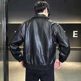 2025秋季新款男士店主风防风pu皮衣外套宽松8118P118加绒P128，男装皮衣，星座615（原A358-1）