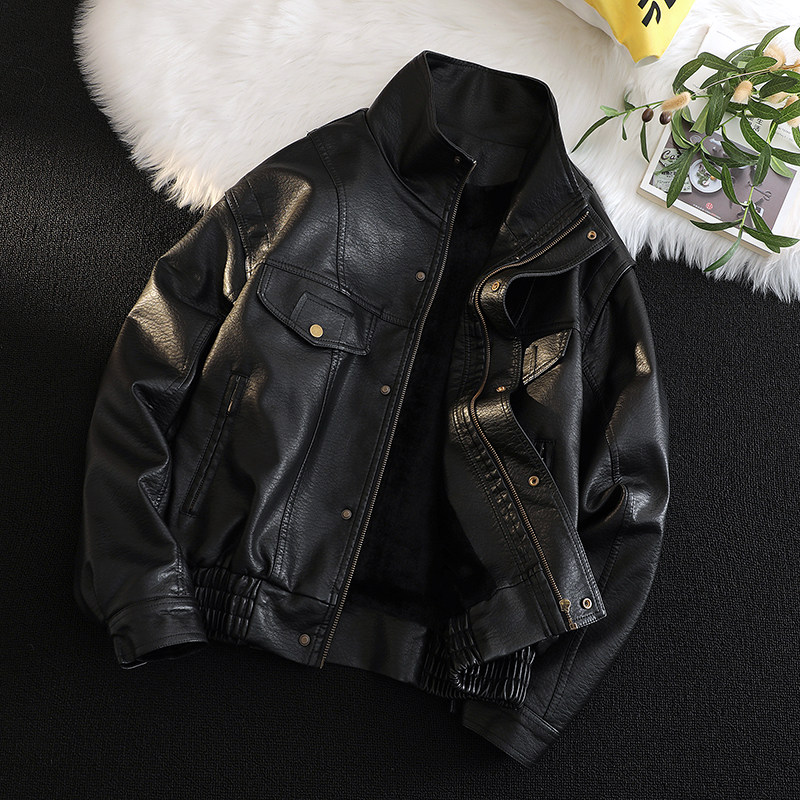 冬加绒皮衣外套男机车服痞帅棉服皮夹克PY7806加绒P165常规155,男装夹克,星座615（原A358-1）
