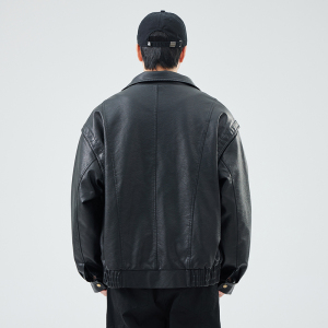 痞帅宽松机车加厚皮衣百搭加绒外套男夹克PY7806 加绒P165常规155图片
