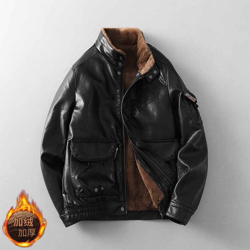 2025秋冬新款男士皮衣潮牌百搭帅气皮外套6154常规P140加绒P160，男装皮衣，星座615（原A358-1）