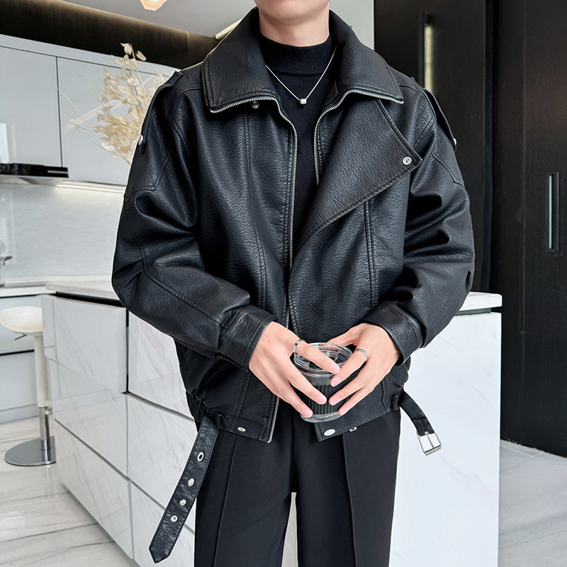 2025秋冬新款男士店主风痞帅皮衣百搭外套7725加绒P190常规P180,男装皮衣,星座615（原A358-1）