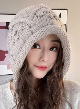 民族风流苏针织双层护耳帽子女秋冬保暖韩系百搭显脸小出游包头帽