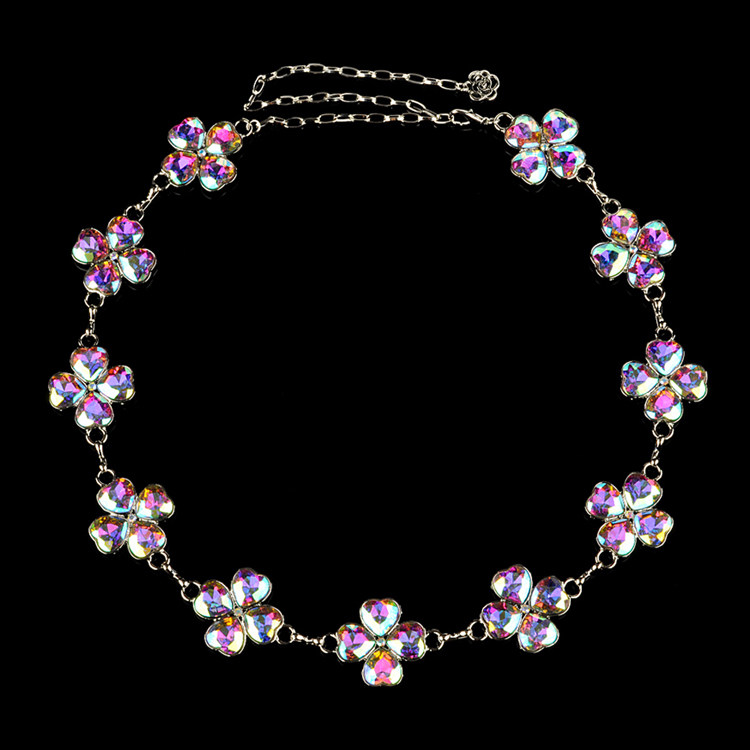 Shinebala水钻腰链肚皮舞合金底不刮衣水兵舞腰带女士连衣裙裙带