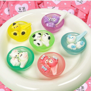 夜光卡通立体汤圆碗微缩仿真食玩 diy饰品奶油胶微景观装饰小配件