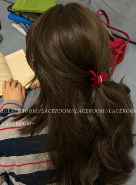 复古红色章鱼小抓夹2025新款高级感后脑勺半扎鲨鱼夹通勤百搭头饰