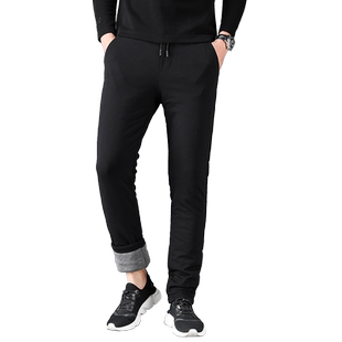 男士羊绒外穿高腰加绒加厚保暖棉裤男中老年蚕丝棉裤弹力青年裤冬