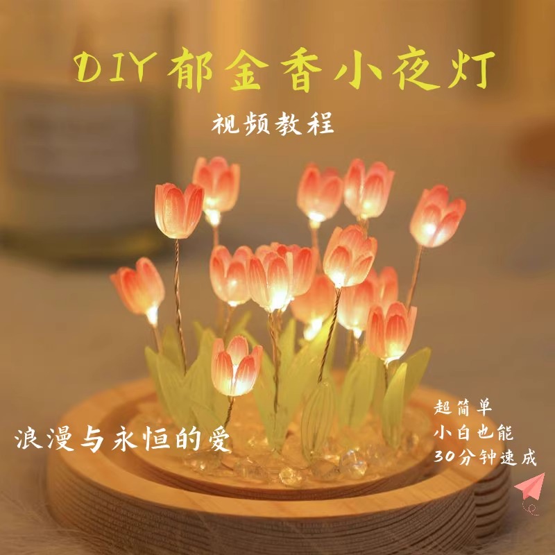 生日礼物diy郁金香小夜灯送女生