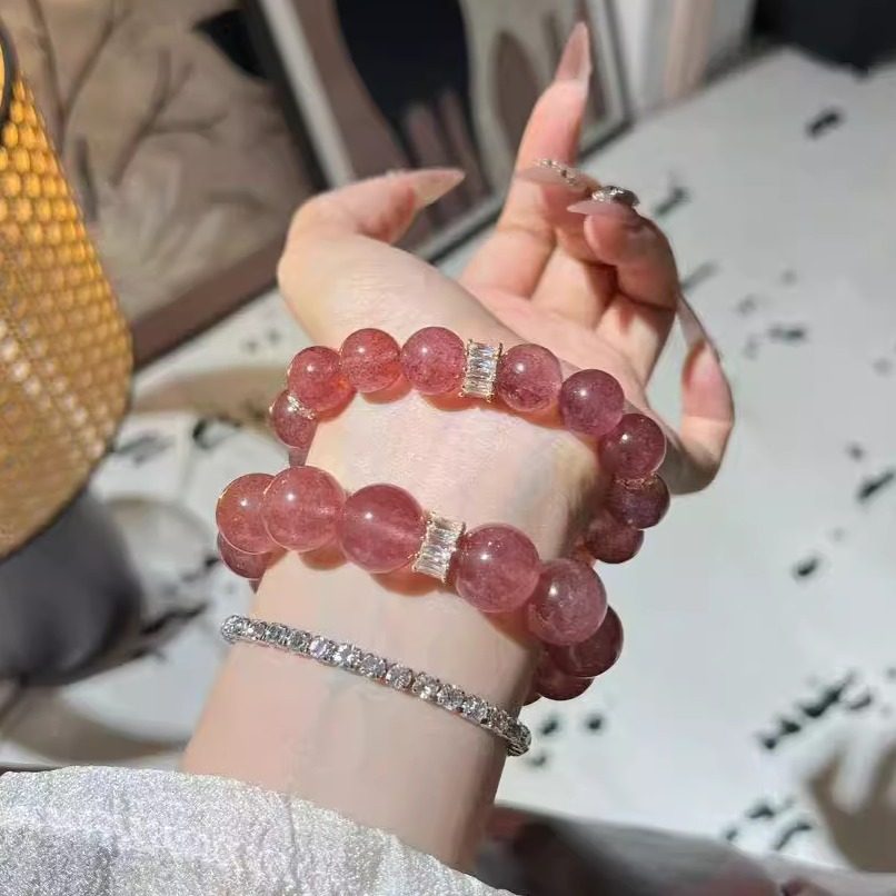 【樱桃酱】金沙樱桃星光草莓晶天然原创设计款水晶手串手链送朋友,饰品/流行首饰/时尚饰品新,手饰/手串,淘宝优惠券,粉丝福利购,淘宝优惠卷