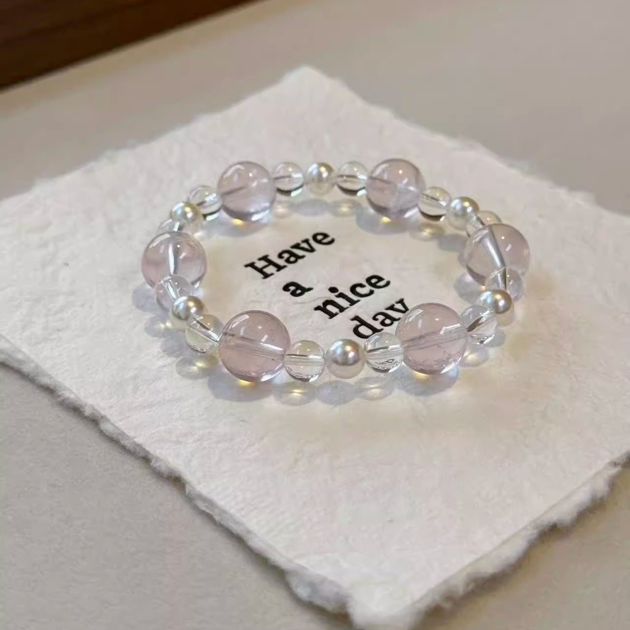 天然冰透粉嫩粉水晶白水晶手串显白施家贝珠小众设计款送朋友礼物,饰品/流行首饰/时尚饰品新,手饰/手串,淘宝优惠券,粉丝福利购,淘宝优惠卷