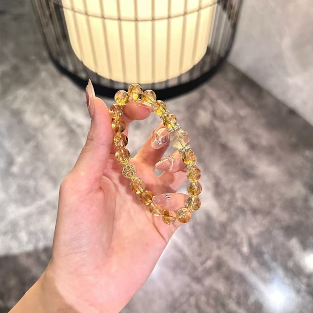 米米小能手黄水晶黄塔晶金发晶虎眼石水晶手串单戴叠戴百搭手链