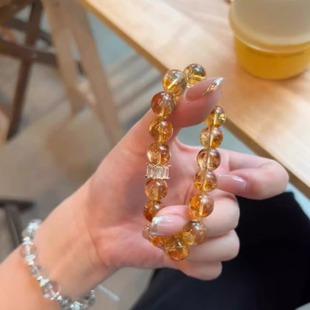 招财聚财暴力黄塔晶水晶手串单戴叠戴手链送朋友送闺蜜礼物