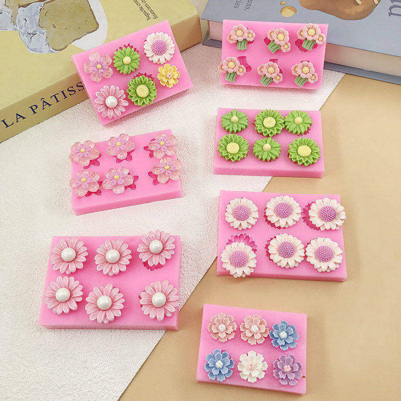 多款花朵造型硅胶模具食品级手工翻模易脱模巧克力翻糖烘培模具