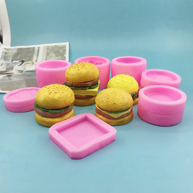 分层夹心芝士汉堡捏捏硅胶模具