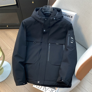 黑色连帽羽绒服抗寒保暖三防800蓬95绒外套 少量现货 H家 余单