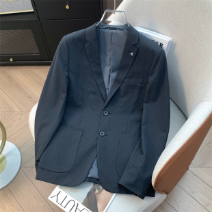 余单 修身 少量现货 薄款 弹力外套 商务休闲深灰色西服春季 H家