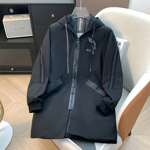 市场货、余单！少量现货！黑色连帽羽绒服秋冬薄款休闲风衣外套男
