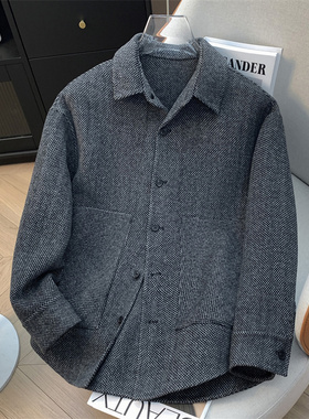 雅家、余单！少量现货！51.6羊毛黑灰色中长款单排扣双面呢大衣男