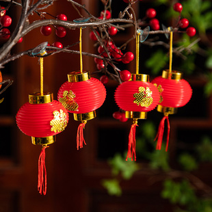 迷你植绒小红灯笼挂饰树上结婚院子乔迁新居2026新款新年挂件装饰