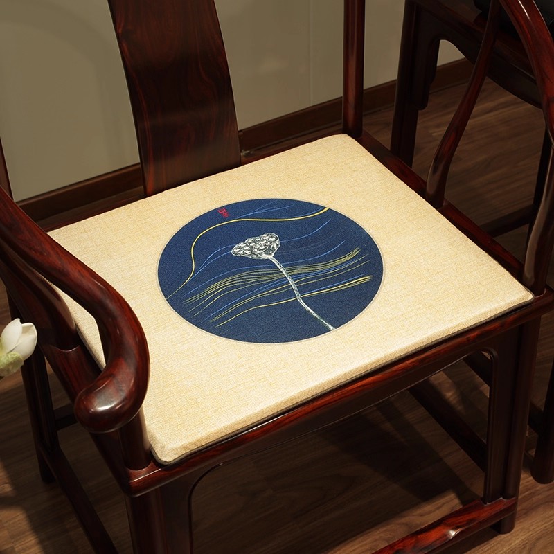 实木中式禅意荷花太师椅四季传统坐垫沙发垫防滑餐桌垫子圈椅椅子