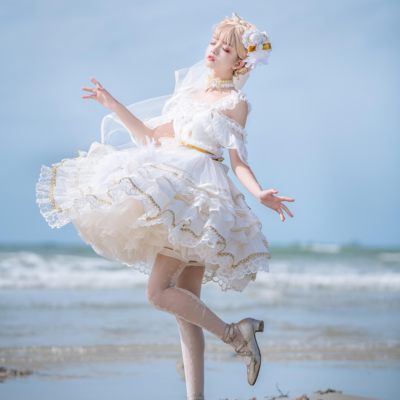 意向金 以赐圣音jsk Op连衣裙轻花嫁鱼尾沙拉原创lolita 虎窝淘
