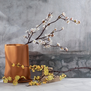 梅花仿真花枝舞蹈道具假花黄色腊梅桃花客厅摆设件中式家居装饰花