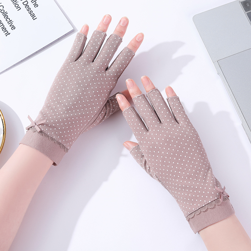 半指薄防晒手套夏女纯棉茹慕伊人