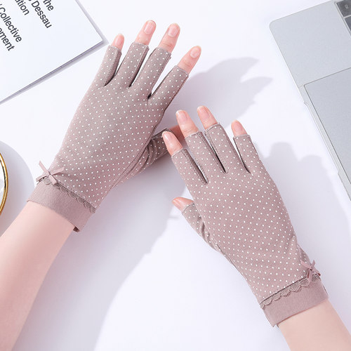 半指薄防晒手套夏女纯棉茹慕伊人