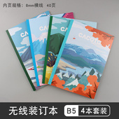 日本PLUS普乐士笔记本富士山四季 限定B5记事本学生手账文艺无线本