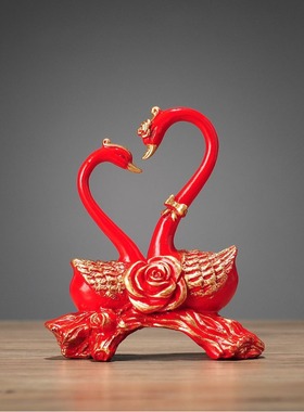 天鹅摆件树脂装饰品客厅结婚礼物电视柜酒柜工艺品花瓶摆 设批发