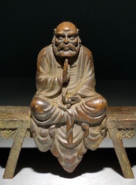 仿古板凳佛达摩佛像收藏家居装饰摆件