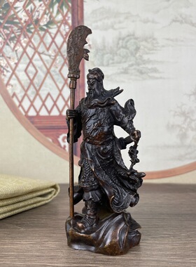 仿古人物大刀关公摆件 新中式复古文玩家居办公室装工艺品摆设