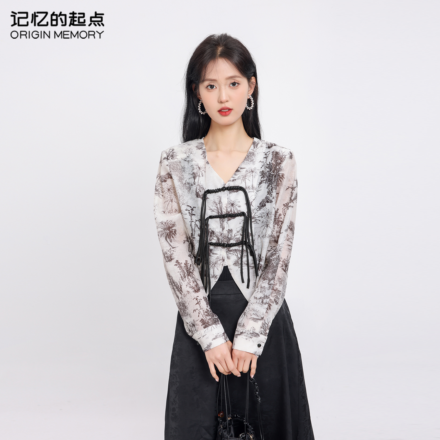 记忆的起点新中式水墨风长袖衬衫