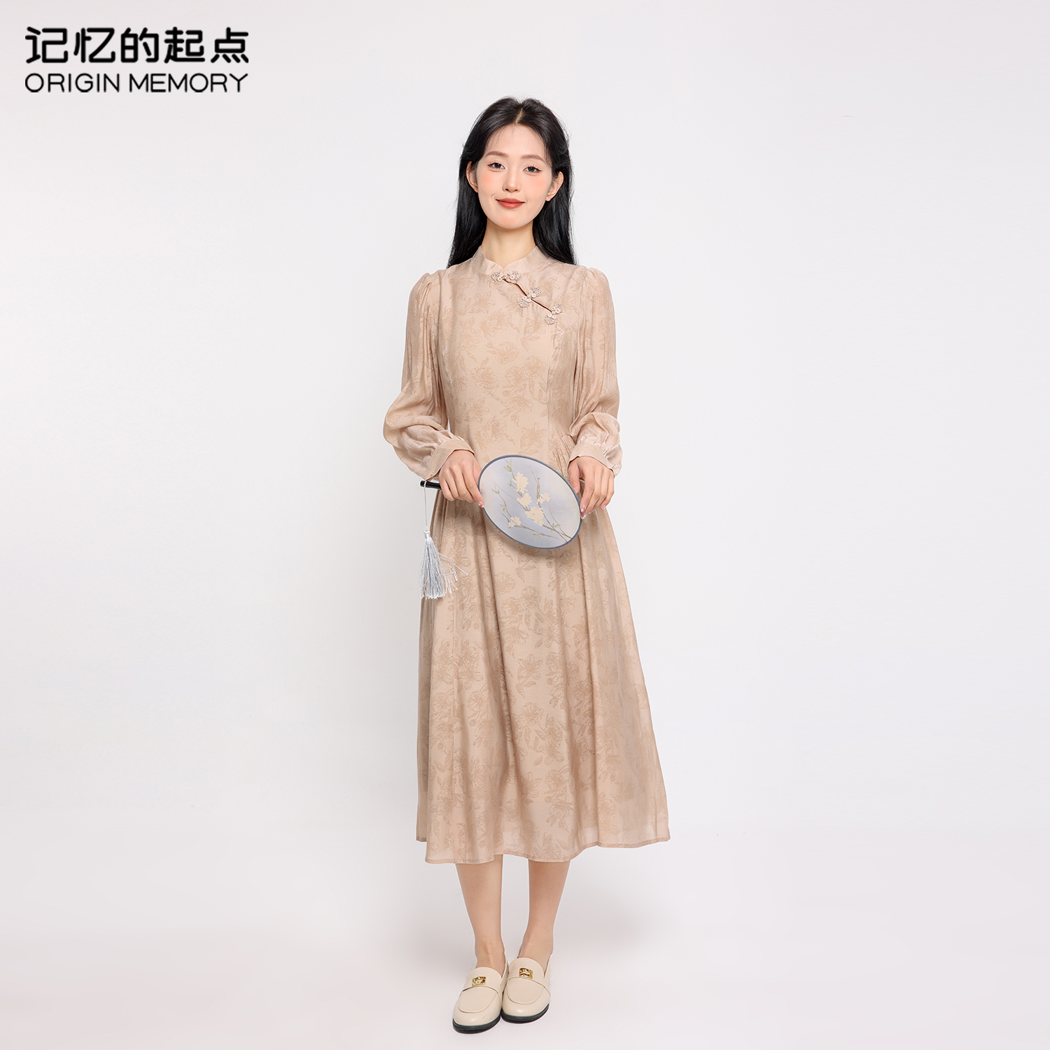 记忆的起点盘扣气质X型连衣裙