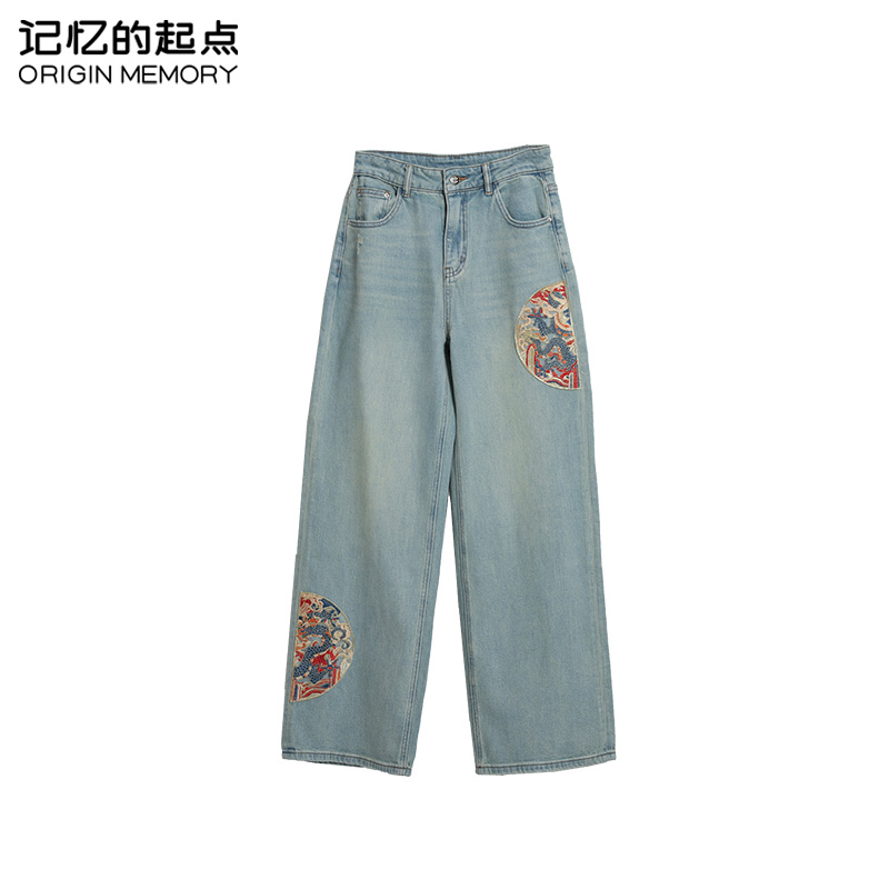 记忆的起点直筒裤牛仔裤