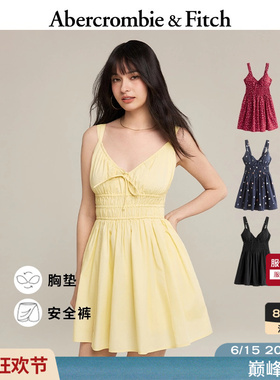 AF设计感黄色多色带胸垫吊带连衣裙短裙裤26夏新款女装159-7030