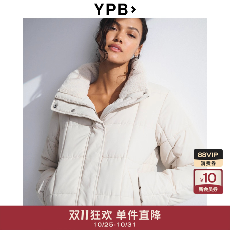 AF旗下YPB女装25秋冬新款美式立领仿羊羔绒保暖棉服外套106-5246