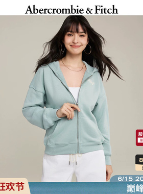 AF红色多色LOGO毛圈布连帽开衫卫衣外套26春夏女装152-6234