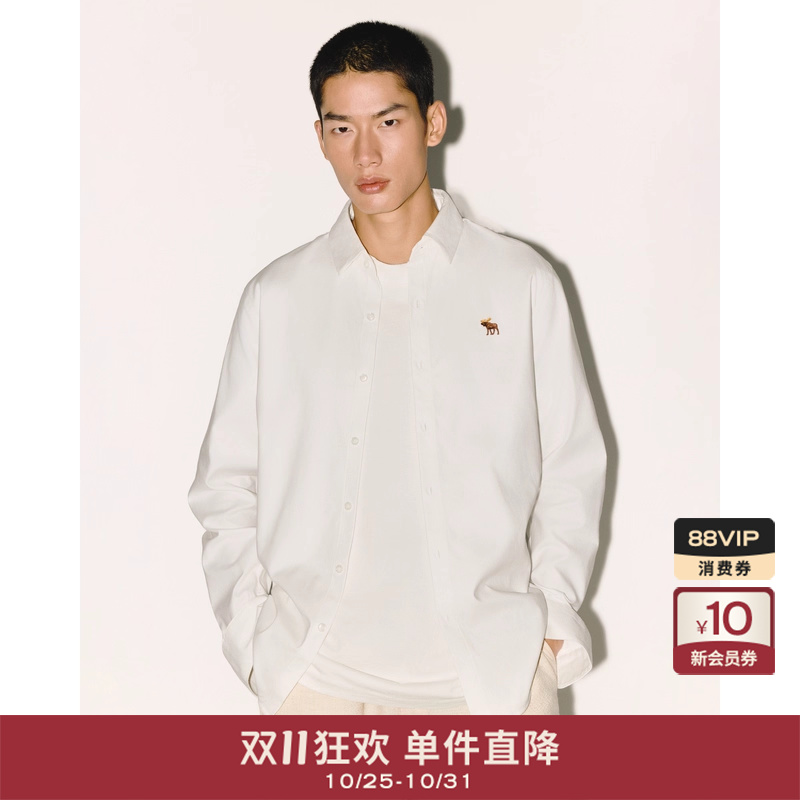 AF经典小麋鹿图案男装25秋季新款美式百搭通勤长袖衬衫125-5292