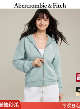 AF红色多色LOGO毛圈布连帽开衫卫衣外套26春夏女装152-6234
