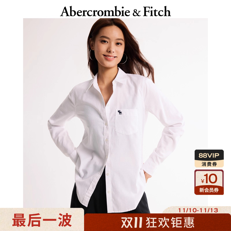 AF女装小麋鹿纯色长袖衬衫