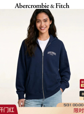 AF美式复古LOGO时尚抓绒连帽开衫卫衣外套26春夏女装152-6373