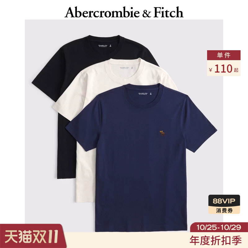 AF经典小麋鹿图案纯棉3件组合装重磅短袖T恤25秋季男装124-5044