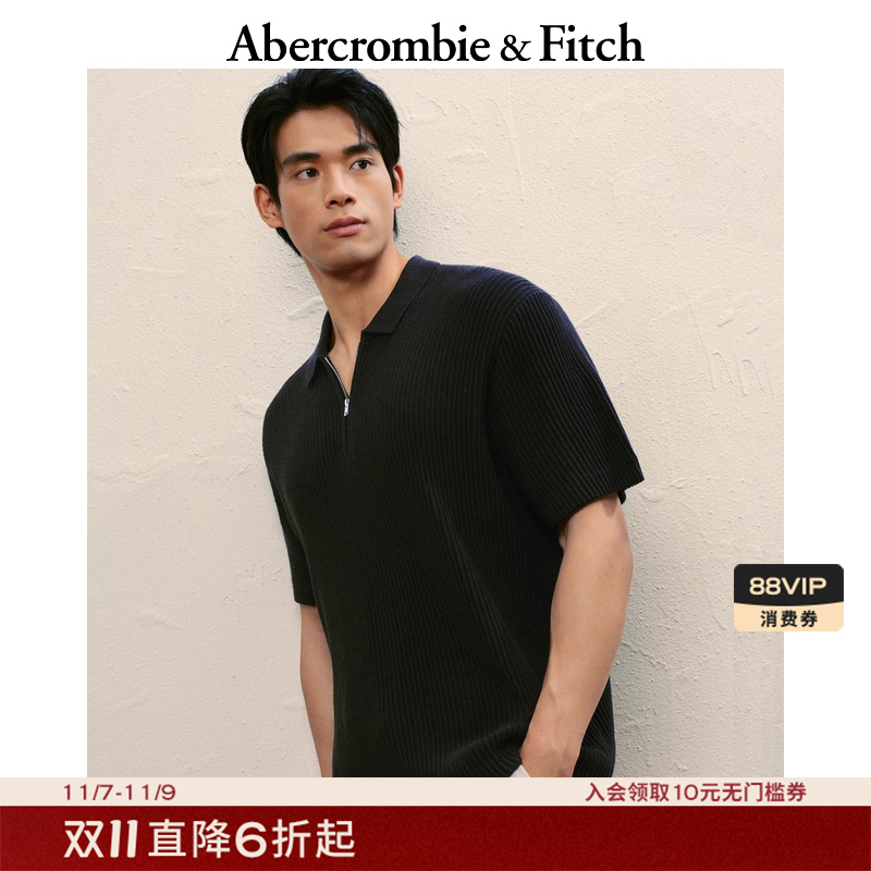 AF男装25秋季新款美式经典宽松半拉链短袖针织POLO衫120-5175