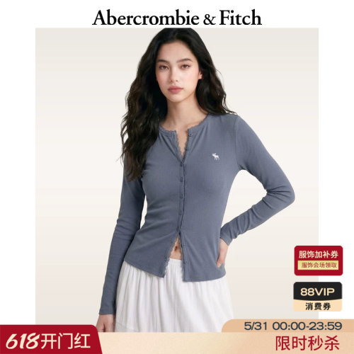AF经典小麋鹿图案美式修身内搭打底长袖T恤上衣26春女装139-6130